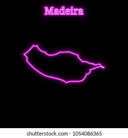 Violet neon Madeira map silhouette