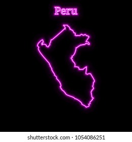 Violet neon Peru map silhouette