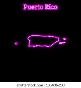 Violet neon Puerto Rico map silhouette