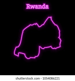 Violet neon Rwanda map silhouette