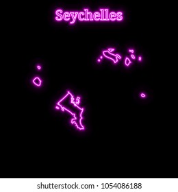 Violet neon Seychelles map silhouette