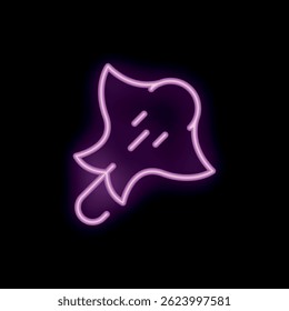 Sinal de néon violeta de uma arraia nadando com suas nadadeiras movendo-se na água