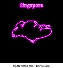 Violet neon Singapore map silhouette
