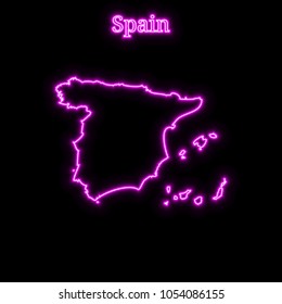 Violet neon Spain map silhouette