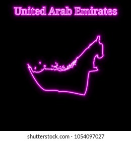 Violet neon United Arab Emirates map silhouette