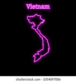 Violet neon Vietnam map silhouette