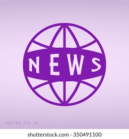Violet News vector icon. World globe symbol