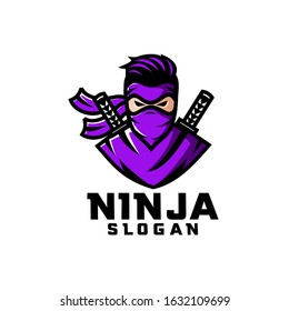 violet ninja character logo design cartoon