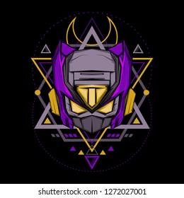 violet Ninja Robot Sacred Geometry style