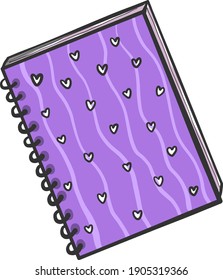 Violet notebook, illustration, vector on a white background.