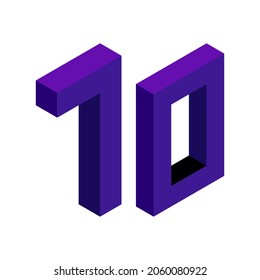 Violet number 70 in isometric style. Isolated on white background. Learning numbers, serial number, price, place. Vector illustration - Powered by Shutterstock - Get 15% off with code: PIKWIZARD15