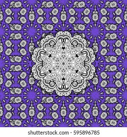 Violet on background. Oriental classic white pattern. Vector abstract background with repeating elements.