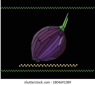 Mosaico de cebolla violeta de fondo negro