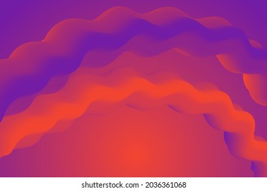 Violet orange wavy plastic smooth shated background vector graphic design