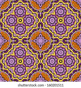 Violet Ornamental round seamless pattern with many details