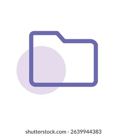Violet outline icon of a classic folder, representing file storage or organization.