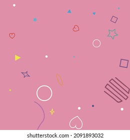 Violet Oval Orange Blue Colorful Sweet Ring Simple Hipster Art. Stars Zigzag Red Pastel Purple Square Polygonal Geometry Illustration. Yellow Bright Rectangle Wave Simple Pink Green Design Pic.