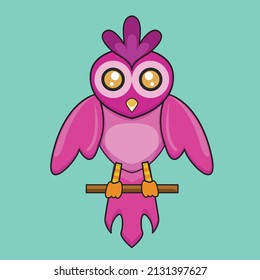 Violet owl mascot cartoon illustration. flat cartoon style Premium Vector