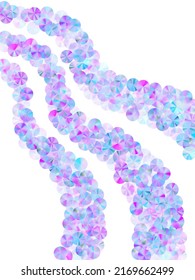 Violet paillettes confetti scatter vector background. Metallic shiny paillette elements holiday glitter top view. Birthday confetti placer shining background.
