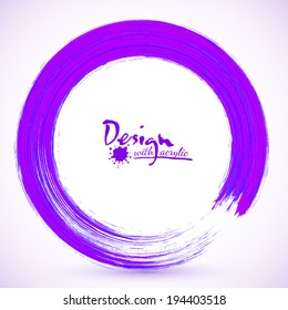Violet paintbrush circle vector frame