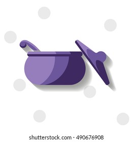 Violet pan on white background in flat style