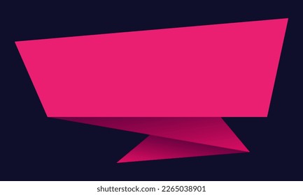 Violet paper strip. Paper plate for text. Blank origami background. Vector clipart.