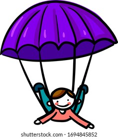 Violet parachute, illustration, vector on white background
