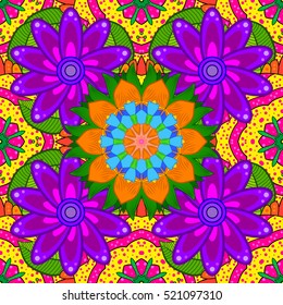 Violet patal flowers on colorful background. Vector.