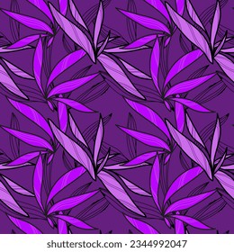 Violet pattern for printing on textile, fabric, paper. Seamless with floral elements.