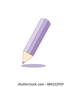 violet pencil isolated on white background. Vector illustration