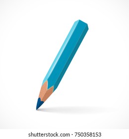 Violet pencil with shadow isolated on white background. Vector illustration for your graphic design.