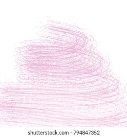 violet pink abstract swirly spiral pattern with rough loose pencil strokes on white background, vector illustration