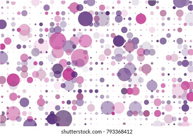 Violet, pink dotted background with circles, dots, point different size, scale. Halftone pattern. Design element for web banners, posters, cards, wallpapers, sites, panels. Vector illustration