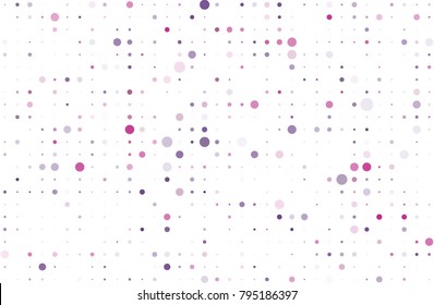 Violet, pink dotted background with circles, dots, point different size, scale. Halftone pattern. Design element for web banners, posters, cards, wallpapers, sites, panels. Vector illustration