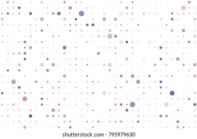 Violet, pink dotted background with circles, dots, point different size, scale. Halftone pattern. Design element for web banners, posters, cards, wallpapers, sites, panels. Vector illustration