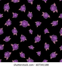 Violet and pink floral seamless pattern.