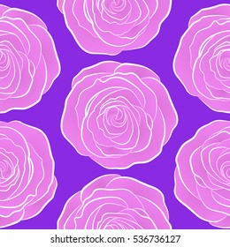 Violet and pink flower petals, close up roses, beautiful abstract seamless pattern.
