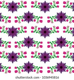violet and pink flowers natural pattern design