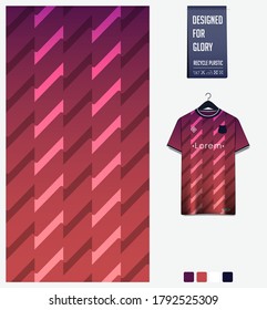 Violet Pink gradient geometry shape abstract background. Fabric textile pattern design: soccer jersey, football kit, racing, e-sport, sport uniform. T-shirt mockup template design. Vector Illustration