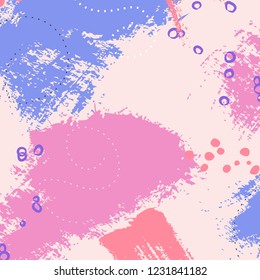 Violet pink grunge graphic design. Paint swatch abstract pattern. Creative dynamic horisontal elements. Hand drawn brushstroke splatter print.