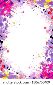 Violet and pink isolated vector colorful splattered frame for flyers, posters, invitations
