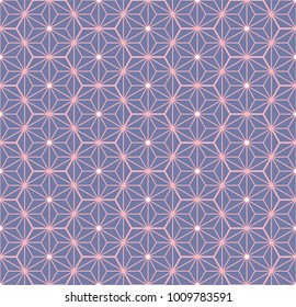 Violet and pink Japanese style pattern vector. Hexagon background. 