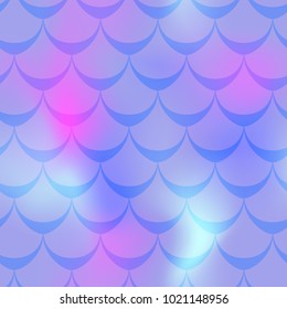 Violet pink mermaid vector background. Cold gamma iridescent background. Fish scale pattern. Mermaid seamless pattern tile. Holographic gradient. Mermaid skin seamless pattern. Mermaid wrapping paper