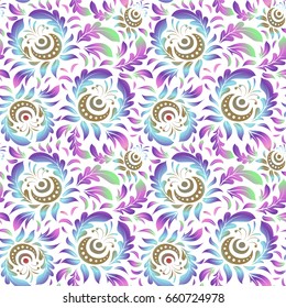 Violet, pink and orange glitter snowflakes on a white background. Winter snow design wallpaper. Symbol holiday, New Year 2018 celebration.