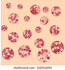 Violet, Pink and White Bubbles of Different Size on Light Pink Background