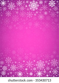 Violet pink winter abstract vector background with snowflakes and place for text