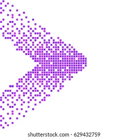 Violet  pixel arrow.  Abstract digital vector background. Modern technology design. Hi tech banner.