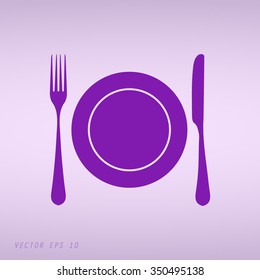 Violet  Place setting with plate, knife and fork