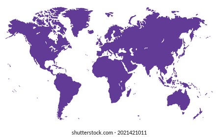 violet plane map of the world on white background