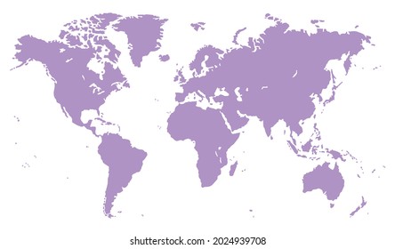 violet plane map of the world on white background